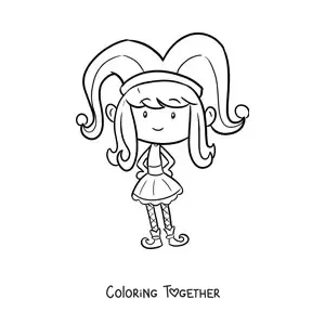 Coloring page of a girl with a Carnival hat