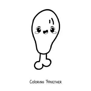 Coloring page of cute kawaii fried chicken