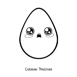 Coloring page of an easy cute kawaii egg