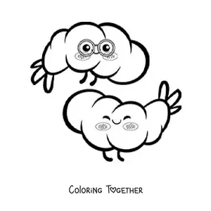 Coloring page of cute kawaii shrimp