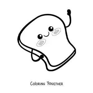 Coloring page of cute kawaii toast