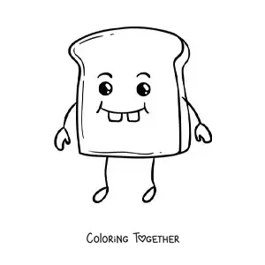 Coloring page of easy cute kawaii toast