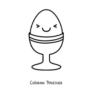 Coloring page of a big cute kawaii egg