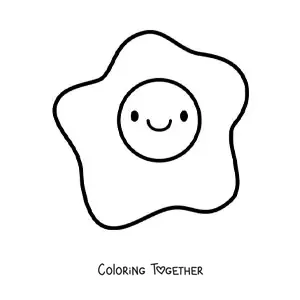 Coloring page of a big cute kawaii fried egg