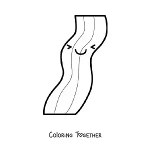 Coloring page of big cute kawaii bacon