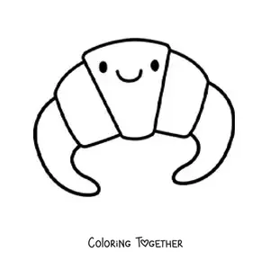 Coloring page of a big cute kawaii croissant