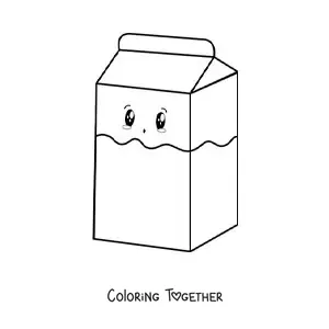 Coloring page of an easy cute kawaii milk carton