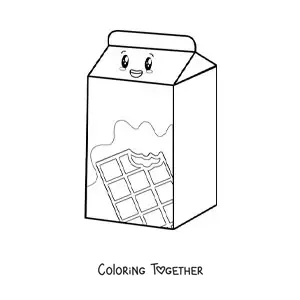 Coloring page of cute kawaii chocolate milk