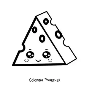 Coloring page of kawaii cheese