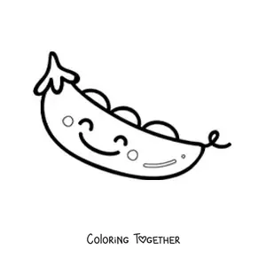 Coloring page of big cute kawaii cartoon peas
