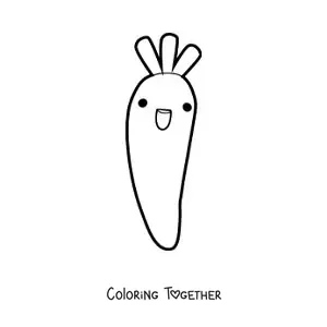 Coloring page of a big healthy cute kawaii cartoon carrot