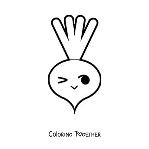 Coloring page of a big cute kawaii cartoon radish