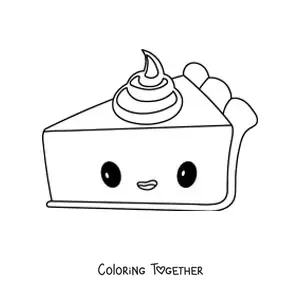 Coloring page of a kawaii pumpkin pie