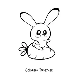 Coloring page of a kawaii rabbit with a carrot
