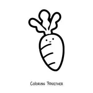Coloring page of a kawaii carrot