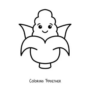 Coloring page of cartoon corn on the cob