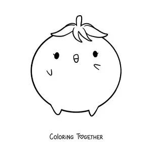 Coloring page of a big easy kawaii tomato