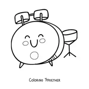 Coloring page of an easy kawaii drum kit