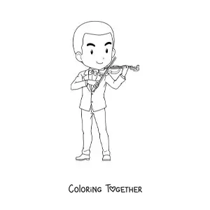 Coloring page of a boy violinist