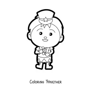 Coloring page of a boy playing the drum in a marching band