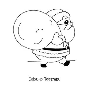Coloring page of Santa Claus with gifts