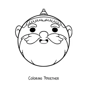 Coloring page of a kawaii Santa Christmas bauble
