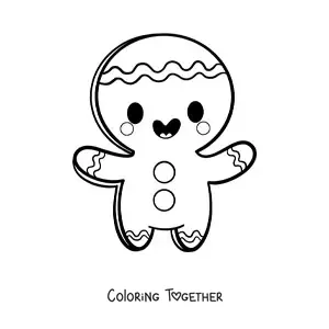 Coloring page of a kawaii gingerbread man