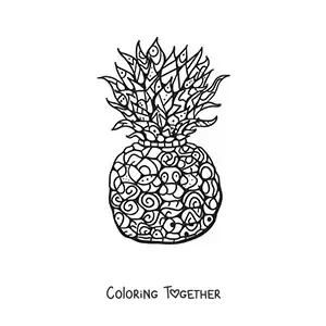 Coloring page of a pineapple with geometric shapes