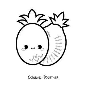 Coloring page of a kawaii pineapple