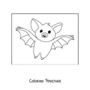 Coloring page of a cute bat flying