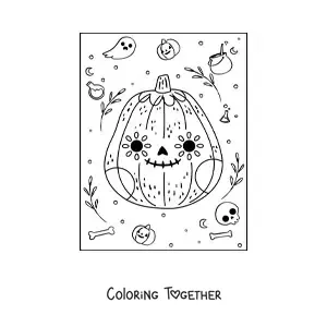 Coloring page of a Mexican Halloween pumpkin