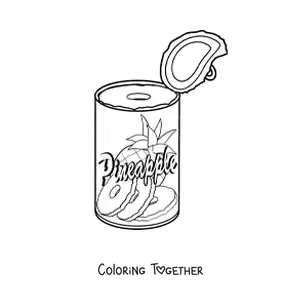 Coloring page of an open can of pineapple