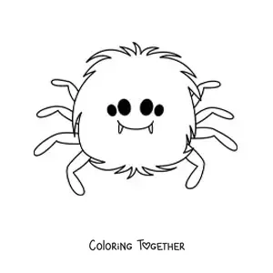 Coloring page of a cute kawaii Halloween spider