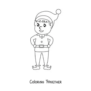 Coloring page of a cute kawaii leprechaun
