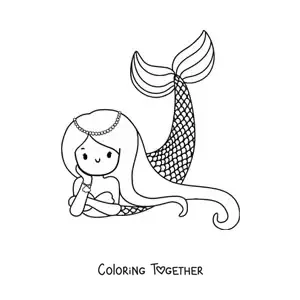 Coloring page of a mermaid lying down