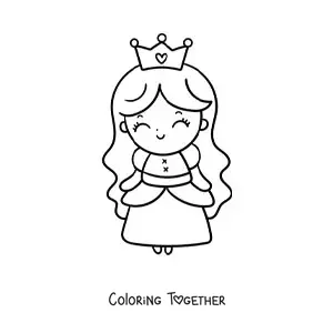 Coloring page of a kawaii princess