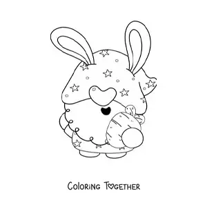 Coloring page of an Easter gnome with a carrot