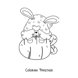 Coloring page of an Easter gnome with a giant carrot