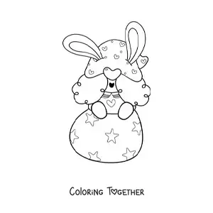 Coloring page of a gnome sitting on an Easter egg