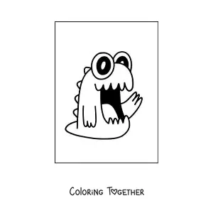 Coloring page of an alien monster