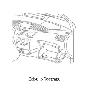 Coloring page of a car's glove compartment