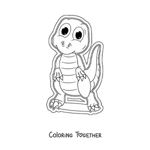 Coloring page of a big kawaii dinosaur