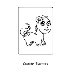 Coloring page of a newborn kawaii baby dinosaur