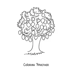 Coloring page of a mango tree