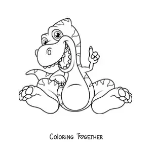 Coloring page of a baby dinosaur sitting down