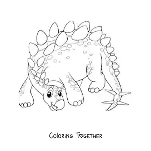 Coloring page of a cute herbivore dinosaur
