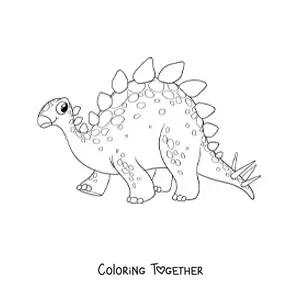 Coloring page of a cute big herbivore dinosaur