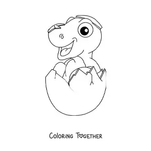 Coloring page of a big dinosaur hatching from the egg