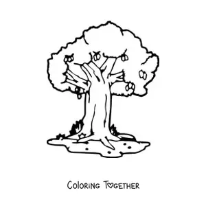 Coloring page of a mango tree