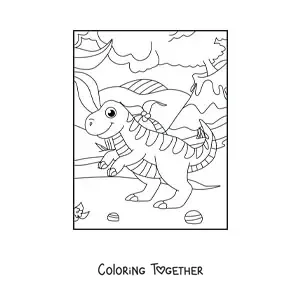 Coloring page of a cute bipedal carnivore dinosaur